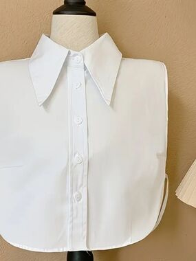 White Detachable Shirt Collar Bib - Classic Button Front
